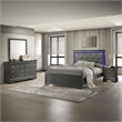 Blaze Modern Style Queen 4PC bedroom set  made with Wood & LED Headboard in Gray