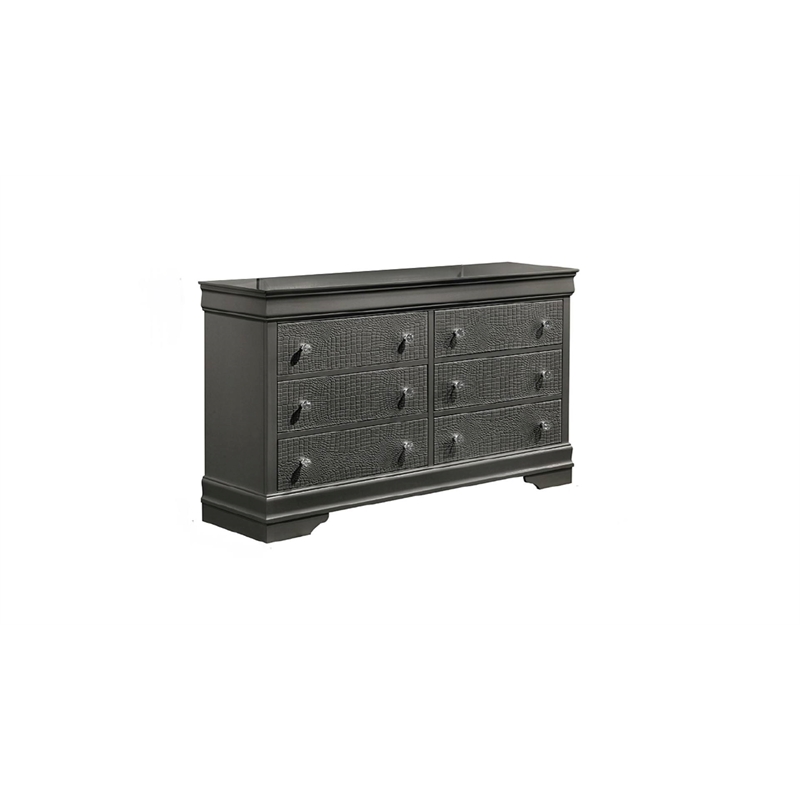 Blaze Modern Style Queen 4PC bedroom set  made with Wood & LED Headboard in Gray