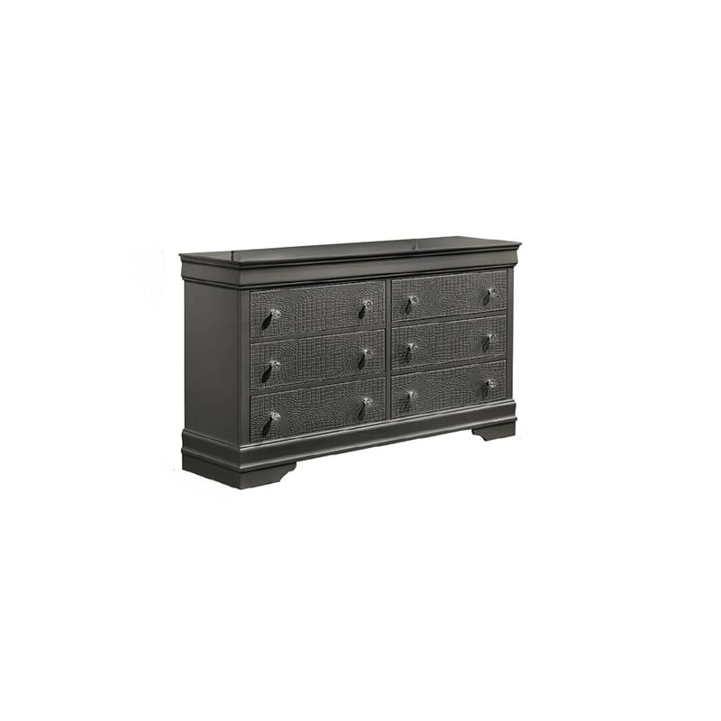 Blaze Modern Style Twin 5PC bedroom set made with Wood & LED Headboard in Gray