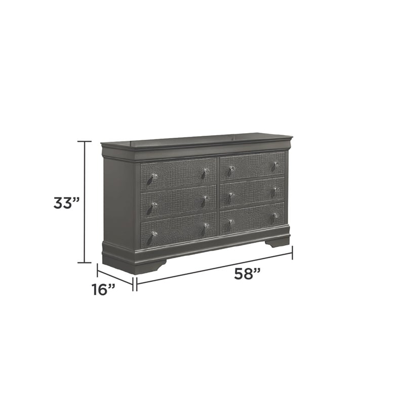 Blaze Modern Style Twin 5PC bedroom set made with Wood & LED Headboard in Gray