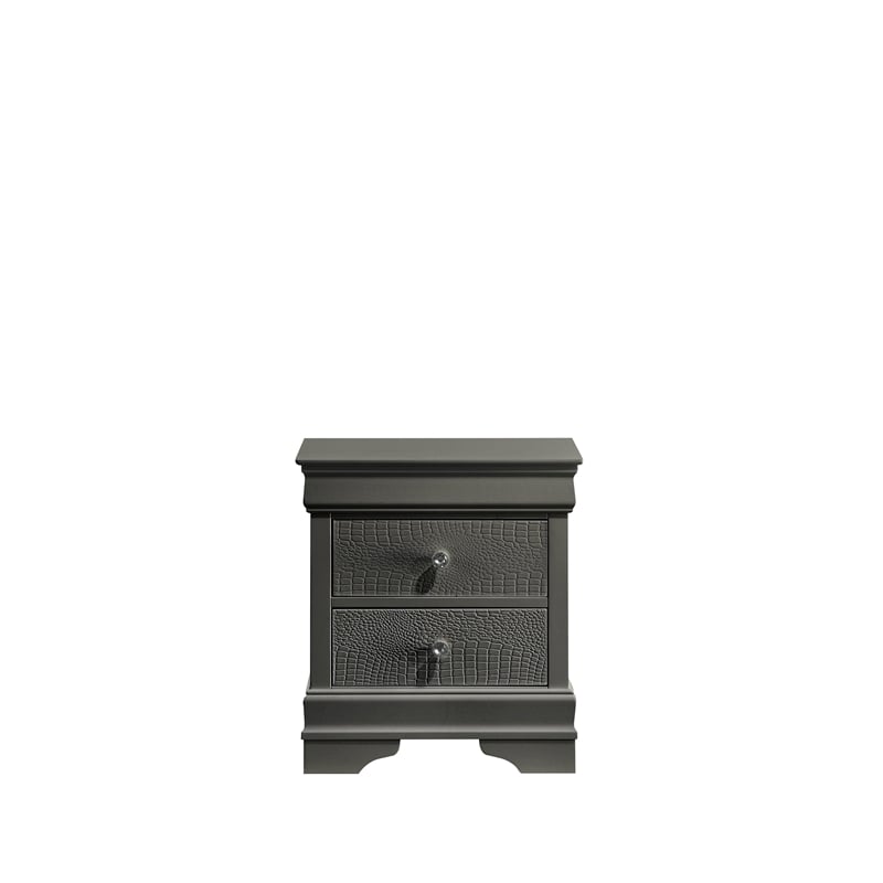 Blaze Modern Style Twin 5PC bedroom set made with Wood & LED Headboard in Gray