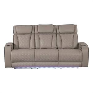 Fortuner Modern Style Recliner Sofa Made with faux leather and Wood in Gray