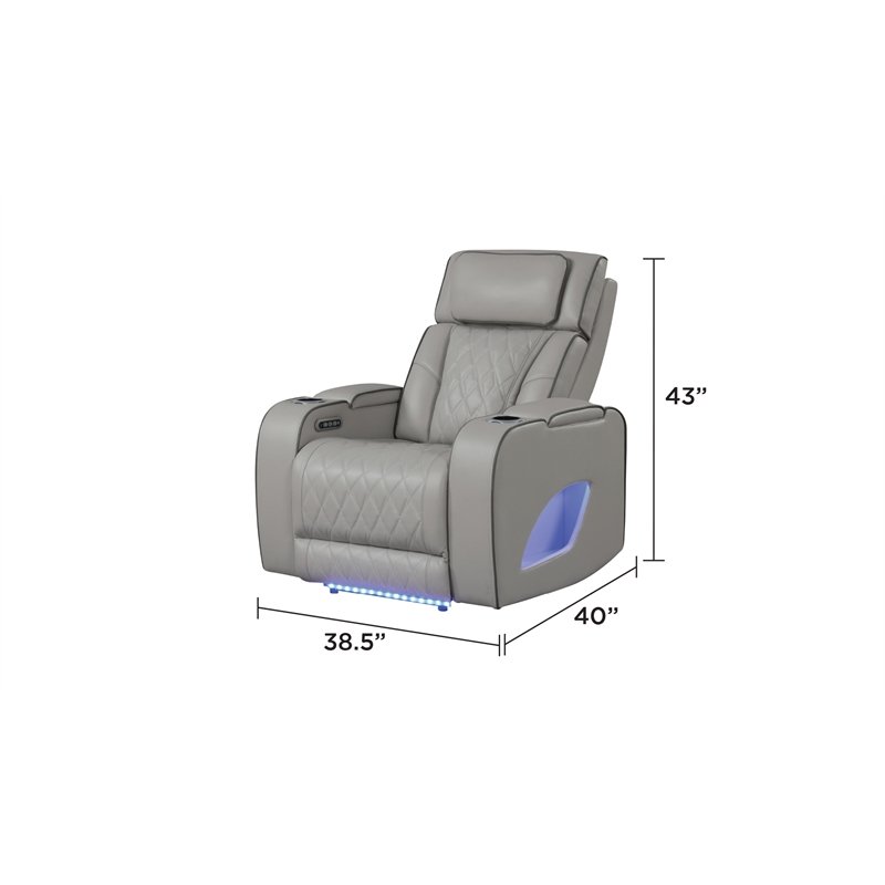 Fortuner Modern Style Recliner 3PC Livingroom Set Made with faux leather in Gray
