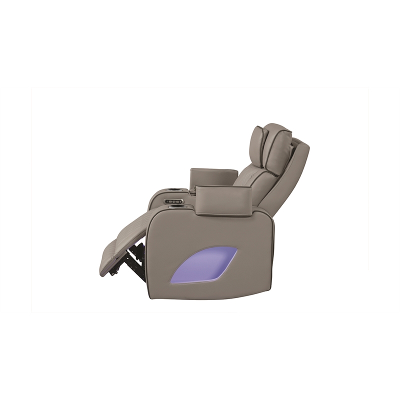 Fortuner Modern Style Recliner 3PC Livingroom Set Made with faux leather in Gray