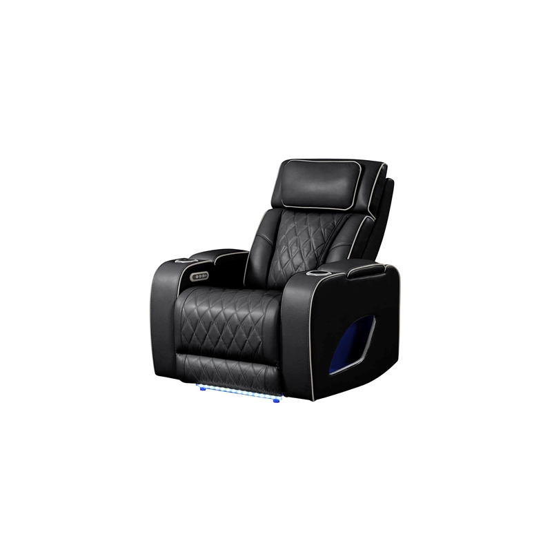 Fortuner Modern 3PC Livingroom Set Made faux leather & with Wood in Black