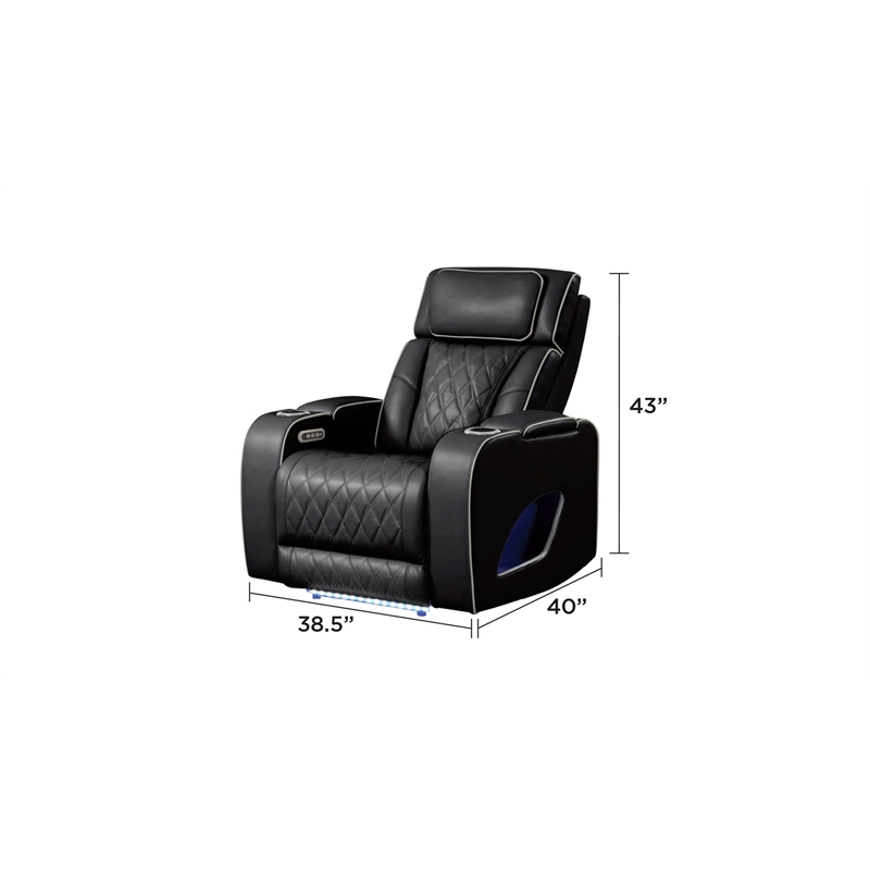 Fortuner Modern 3PC Livingroom Set Made faux leather & with Wood in Black