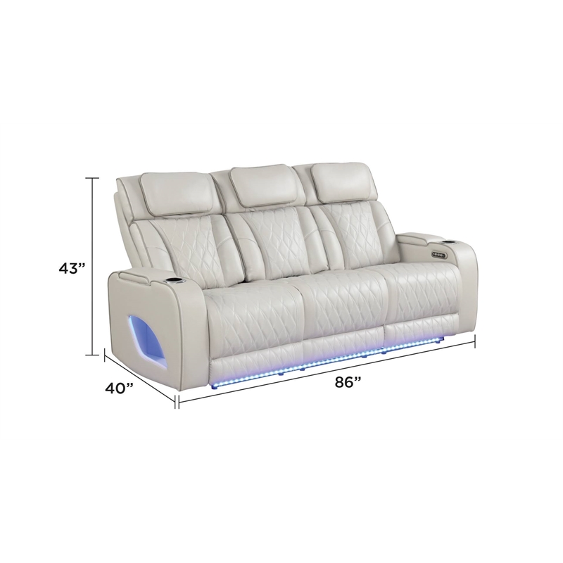 Fortuner Modern Style Recliner Sofa Made with Faux Leather & Wood in Beige
