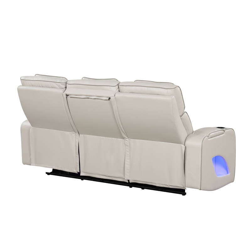 Fortuner Modern Style Recliner Sofa Made with Faux Leather & Wood in Beige