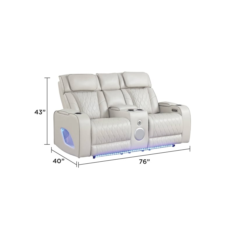Fortuner Modern Style Recliner Loveseat Made With Faux Leather & Wood in Beige