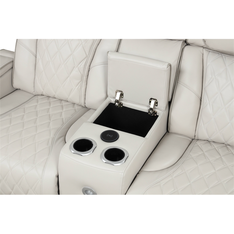 Fortuner Modern 2PC Livingroom Set Made with faux leather & Wood in Beige