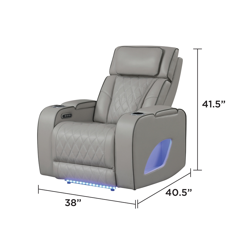 Fortuner Modern Style Recliner Chair Made with Faux Leather and Wood in Gray