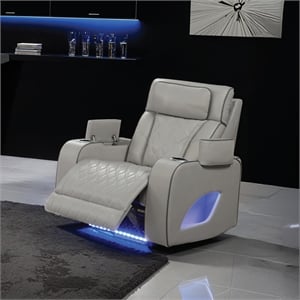 Fortuner Modern Style Recliner Chair Made with Faux Leather and Wood in Gray
