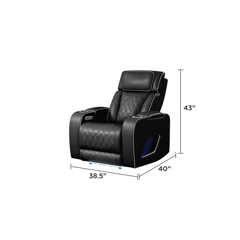 Fortuner Modern Style  Recliner Chair Made with Faux Leather and Wood in Black