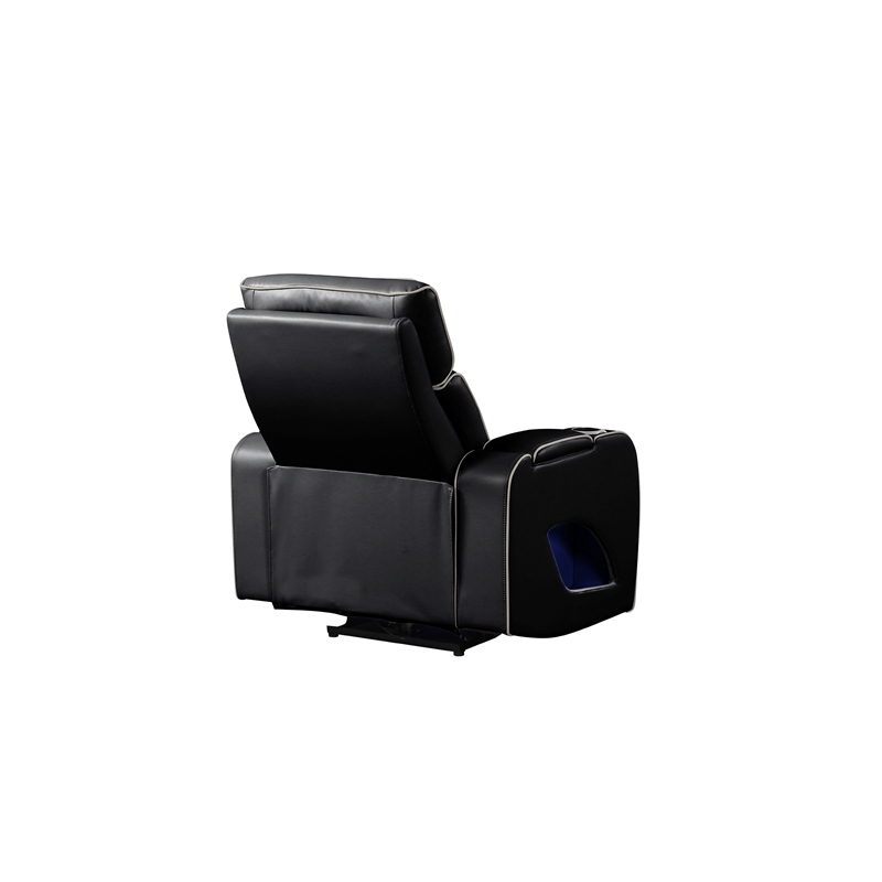 Fortuner Modern Style  Recliner Chair Made with Faux Leather and Wood in Black