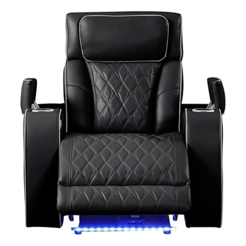 Fortuner Modern Style  Recliner Chair Made with Faux Leather and Wood in Black