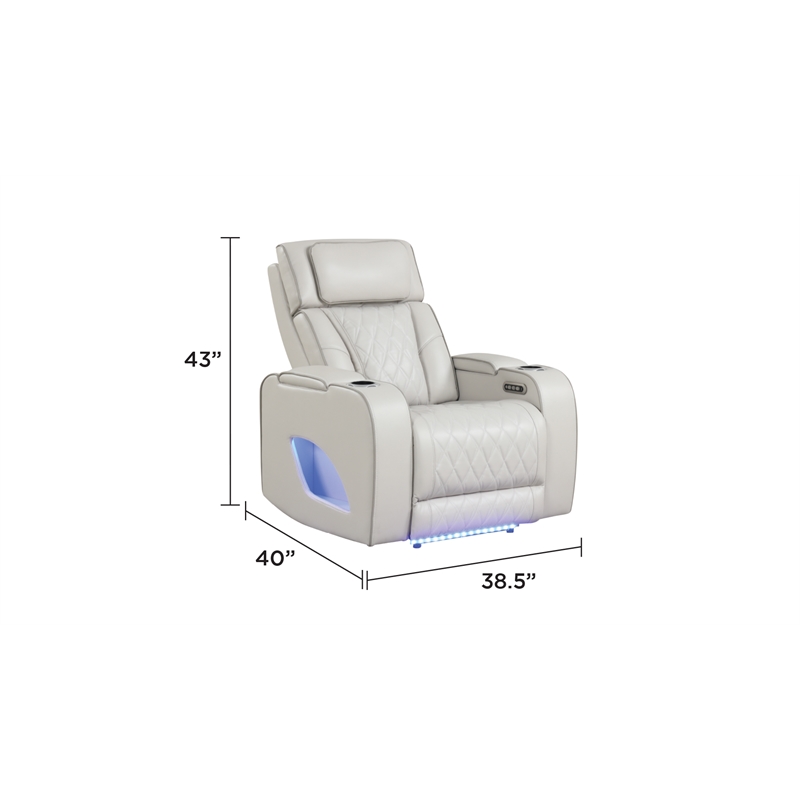 Fortuner Modern Style  Recliner Chair Made with Faux Leather and Wood in Beige