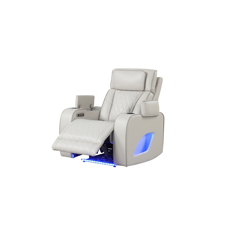 Fortuner Modern Style  Recliner Chair Made with Faux Leather and Wood in Beige