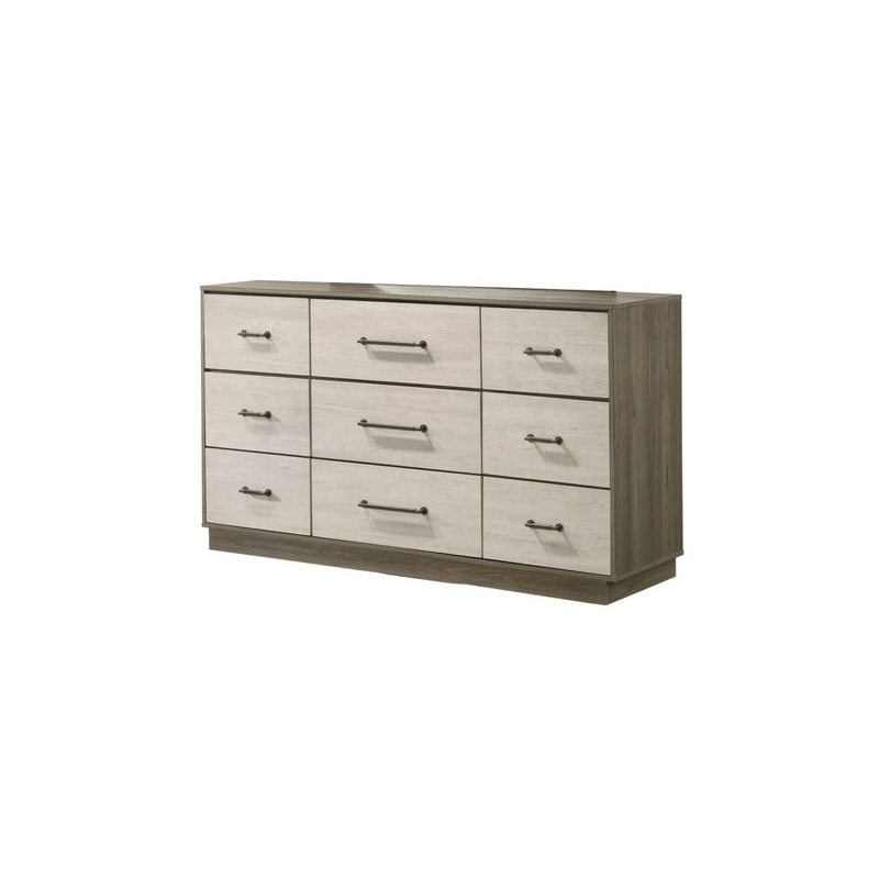 Gem Modern Style Full 5PC Bedroom Set Made with wood in light Beige & Brown