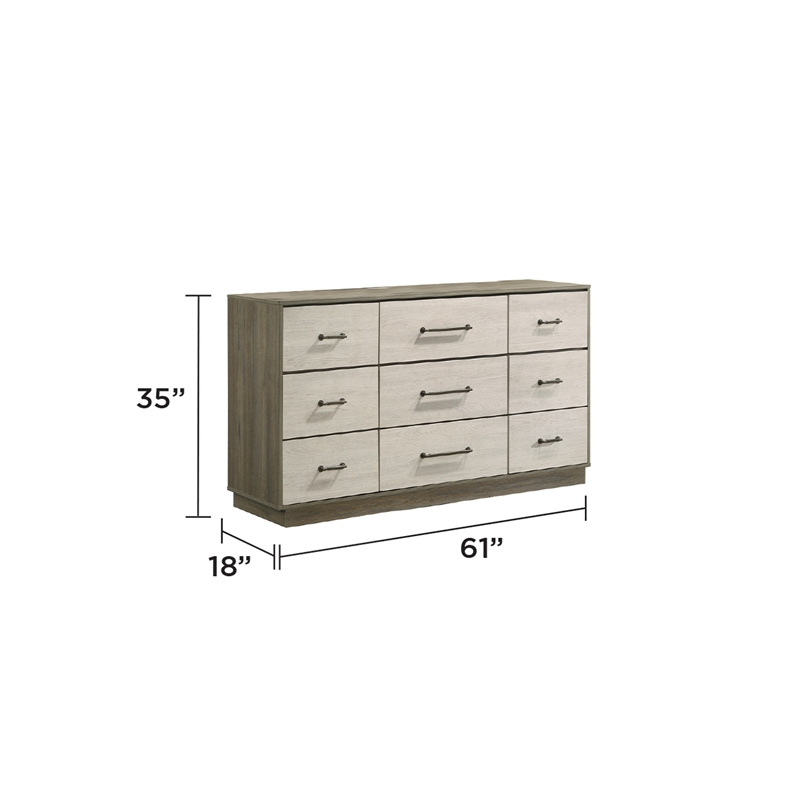 Gem Modern Style Full 5PC Bedroom Set Made with wood in light Beige & Brown