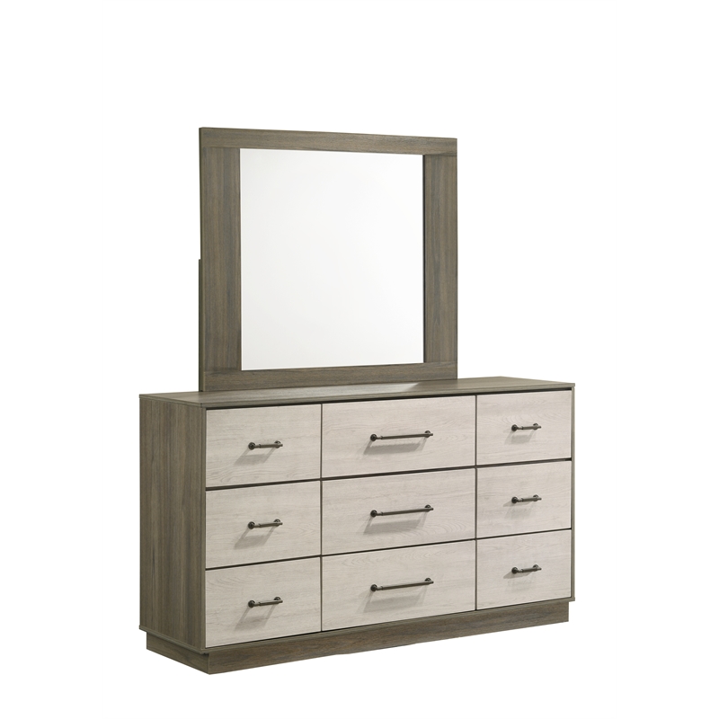 Gem Modern Style Full 5PC Bedroom Set Made with wood in light Beige & Brown