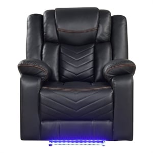 Challenger Modern LED Recliner Chair made with wood and metal frame in Black