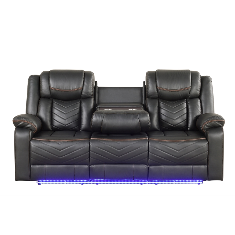 Challenger Modern LED Recliner Sofa made with wood and metal frame in Gray
