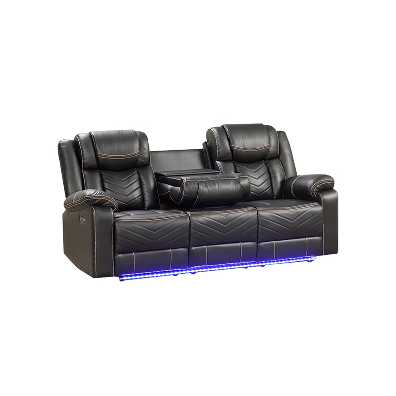 Challenger Modern LED Recliner Sofa made with wood and metal frame in Gray