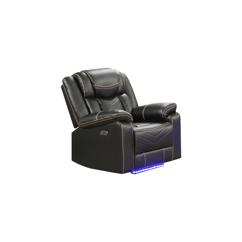 Challenger Modern LED Recliner Chair made with wood and metal frame in Gray