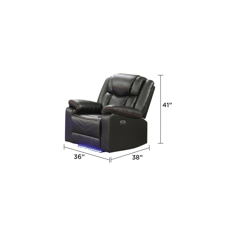 Challenger Modern LED Recliner Chair made with wood and metal frame in Gray