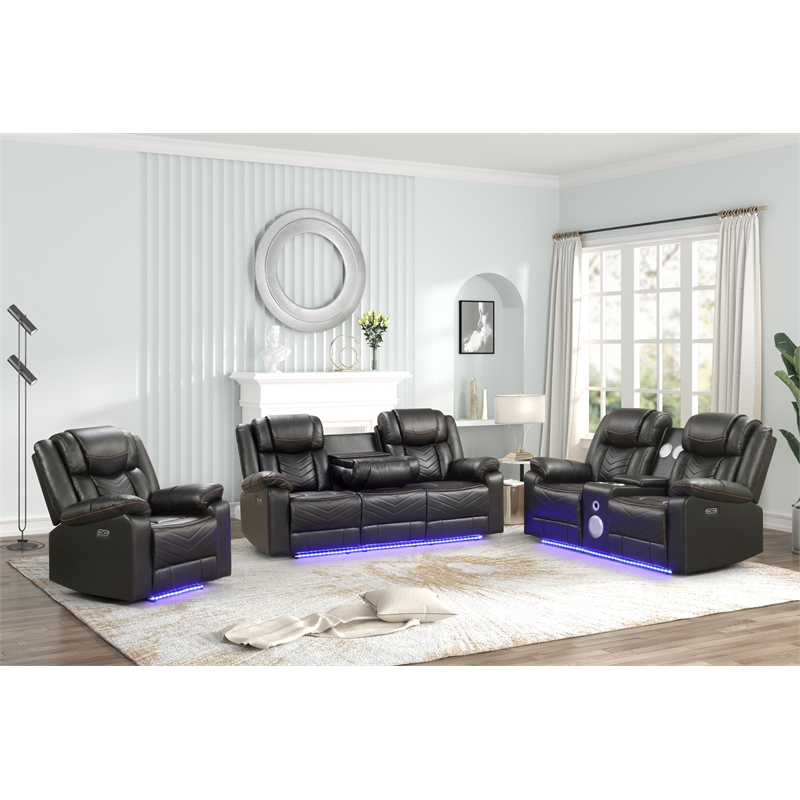 Challenger Modern LED Recliner Chair made with wood and metal frame in Gray