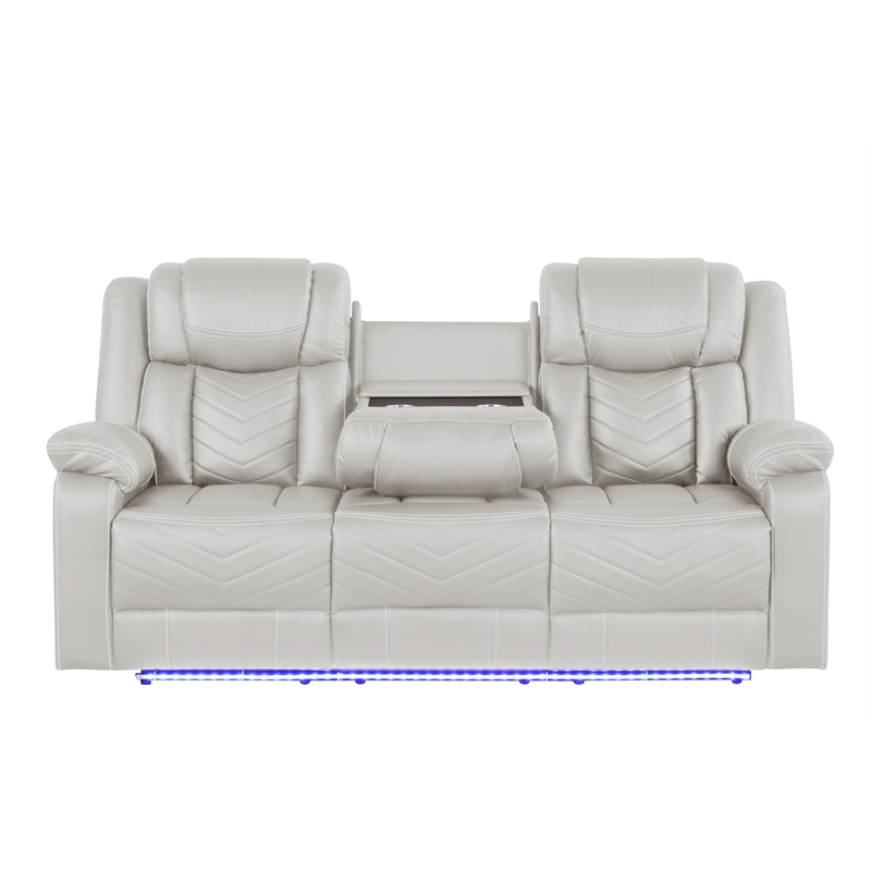 Challenger Modern LED Recliner Sofa made with wood and metal frame in Beige