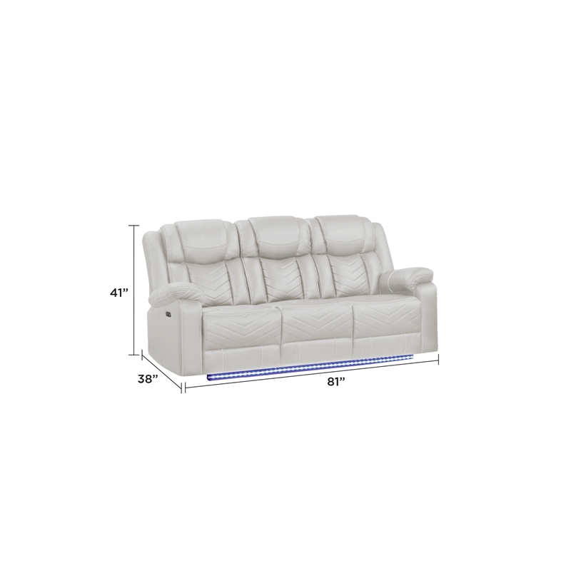 Challenger Modern LED Recliner Sofa made with wood and metal frame in Beige