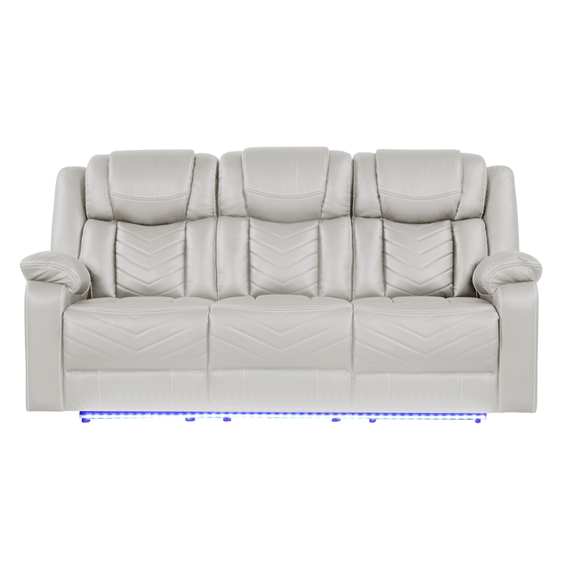 Challenger Modern LED Recliner Sofa made with wood and metal frame in Beige