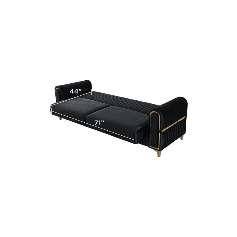 Melody Contemporary Sofa made with wood and Velvet in Black