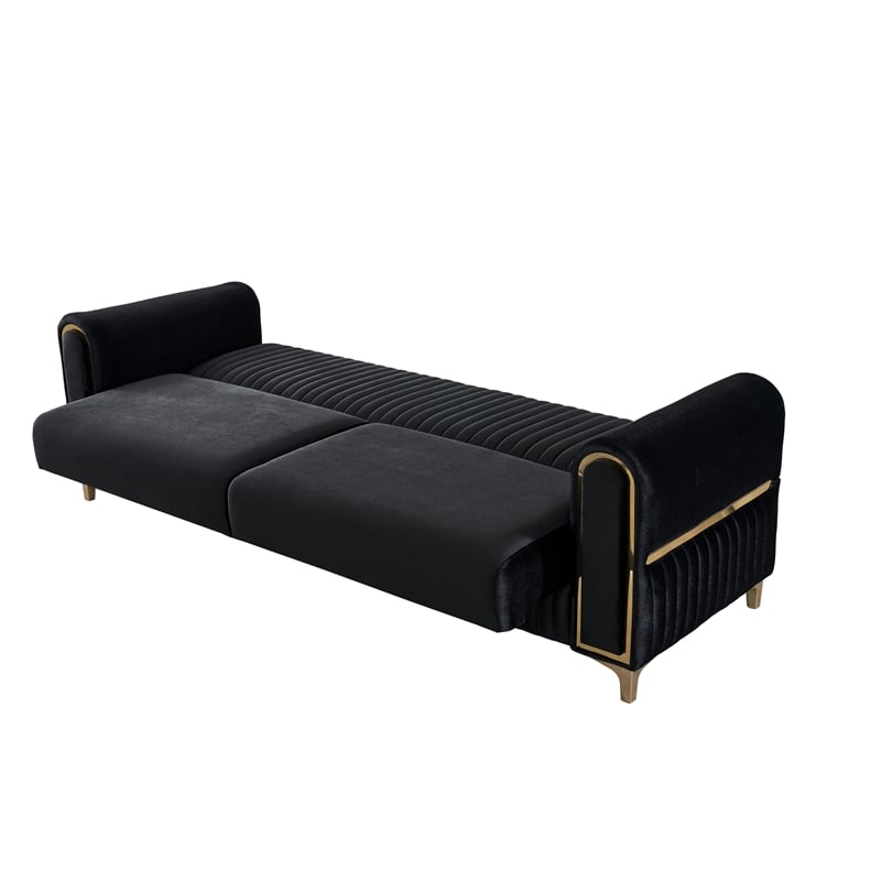 Melody Contemporary Sofa made with wood and Velvet in Black