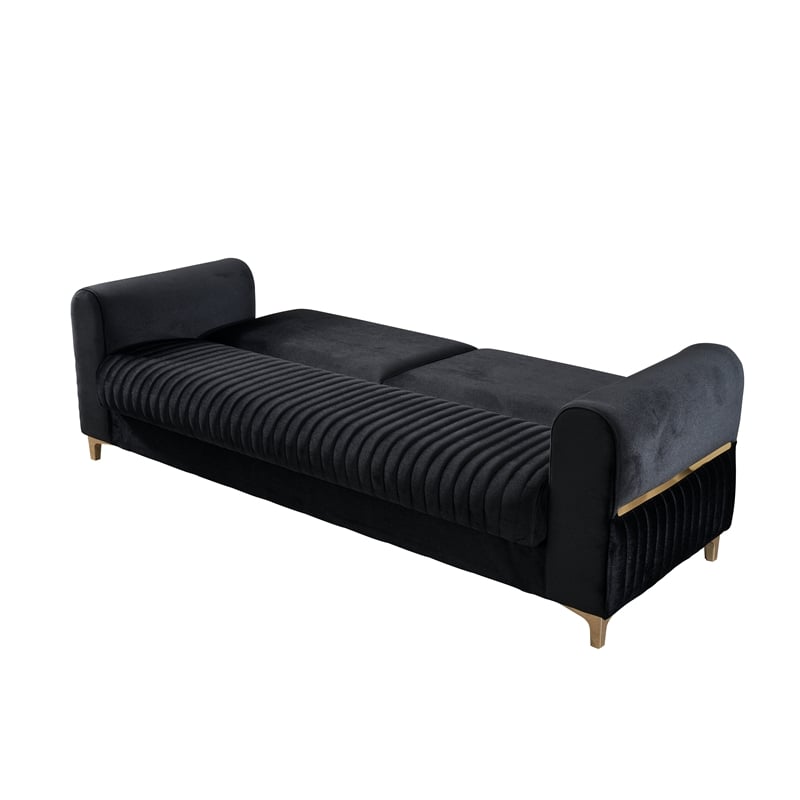 Melody Contemporary Sofa made with wood and Velvet in Black