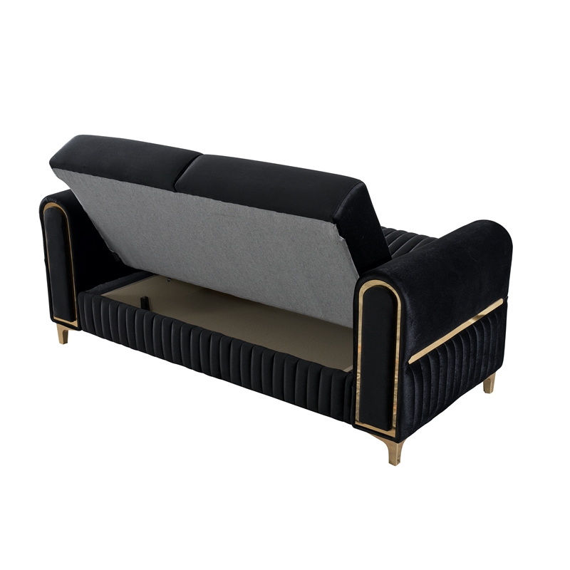 Melody Contemporary Loveseat made with wood and Velvet in Black