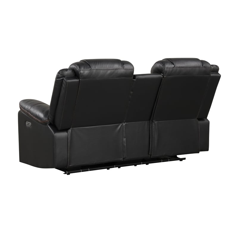 Challenger Modern LED Recliner Loveseat with console bluetooth speaker in Black