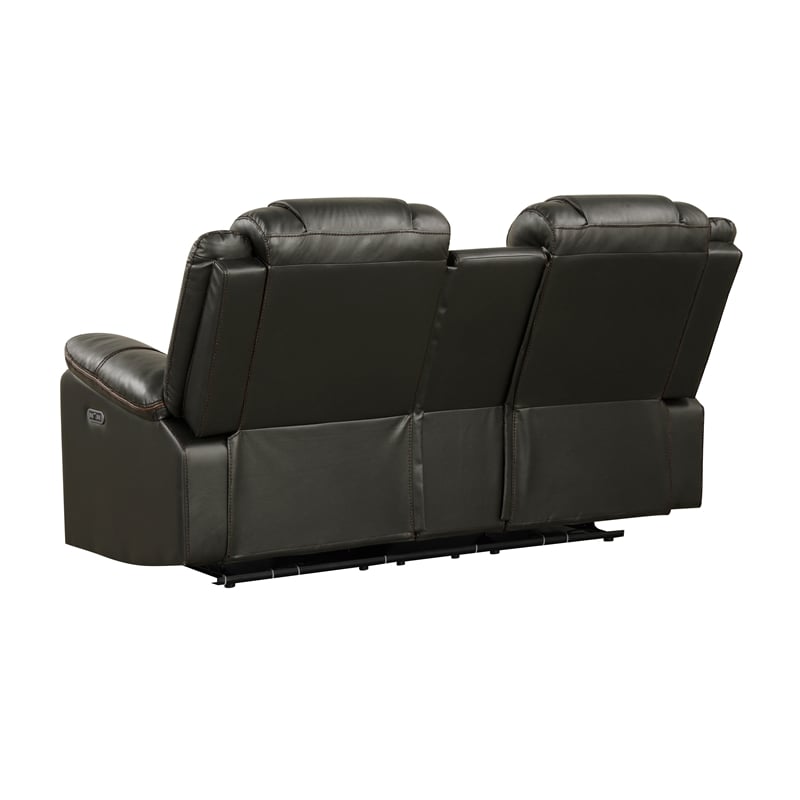 Challenger Modern LED Recliner Loveseat with console bluetooth speaker in Gray