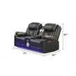 Challenger Modern LED Recliner Loveseat with console bluetooth speaker in Gray