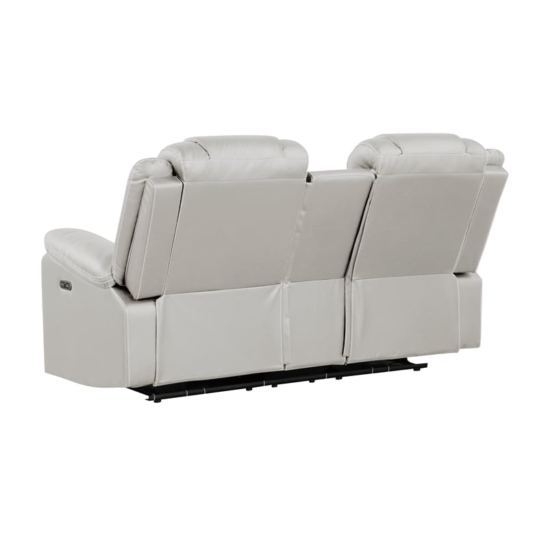 Challenger Modern LED Recliner Loveseat with console Bluetooth speaker in Beige