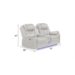 Challenger Modern LED Recliner Loveseat with console Bluetooth speaker in Beige