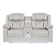Challenger Modern LED Recliner Loveseat with console Bluetooth speaker in Beige