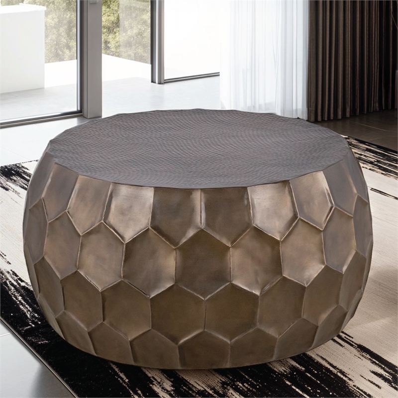 Furnishing CT-101-30-32 Coffee ET-101-25-18 End Table Gold color