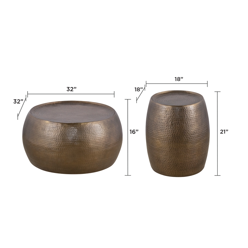 Furnishing CT-501 Coffee Table and ET-501 End Table Set Gold