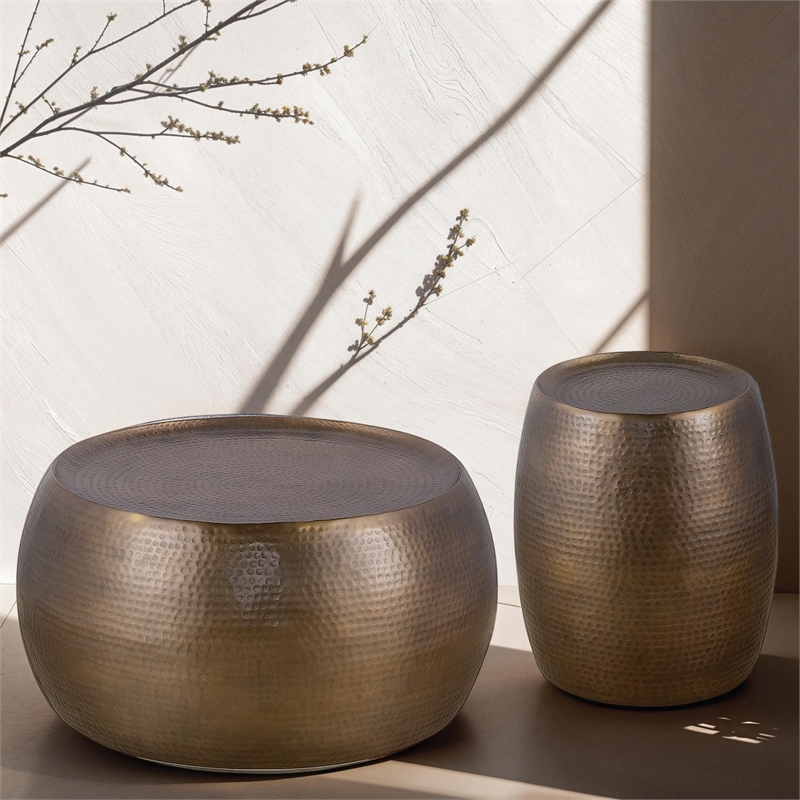 Furnishing CT-501 Coffee Table and ET-501 End Table Set Gold