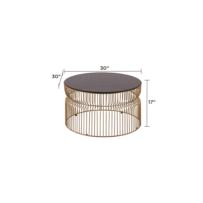 CT901 Round Coffee Table made with metal and Tempered Glass Top Gold