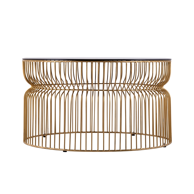 CT901 Round Coffee Table made with metal and Tempered Glass Top Gold