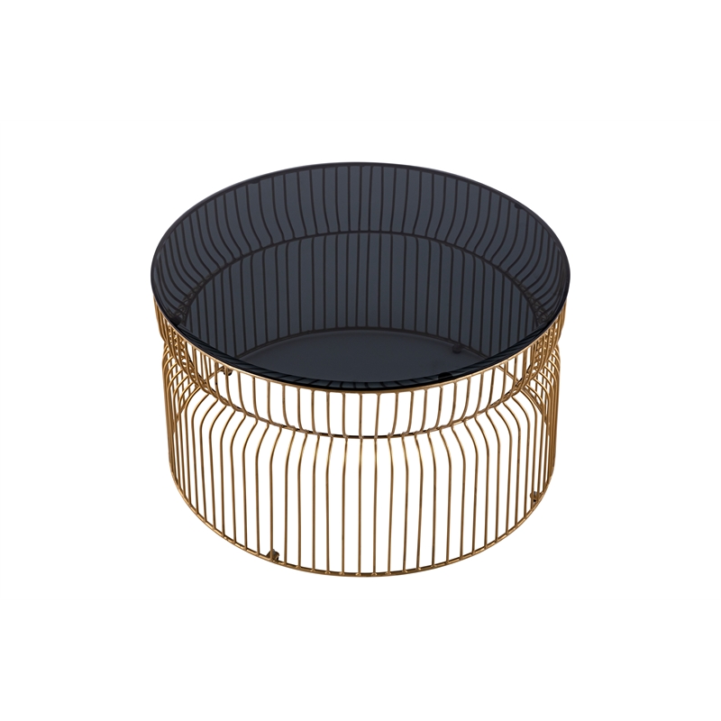 CT901 Round Coffee Table made with metal and Tempered Glass Top Gold