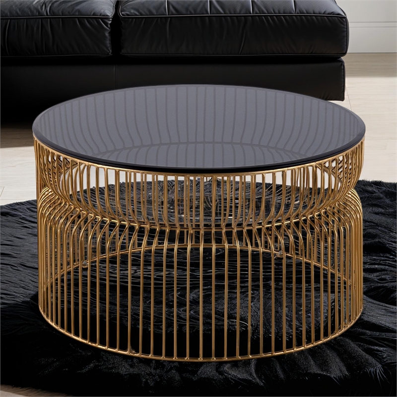 CT901 Round Coffee Table made with metal and Tempered Glass Top Gold